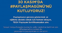 TEGV, 30 Kasım Paylaşma Günü’nü Kutluyor