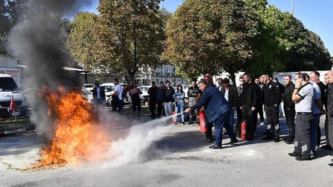 Osmangazi Belediye personeline yangın tatbikatı