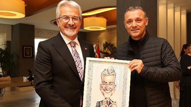 Ödüllü karikatüristler Başkan Erdem ile buluştu
