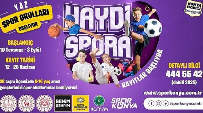 Konya Büyükşehir'in 28 İlçedeki Yaz Spor Okulları'nda Kayıt Heyecanı Devam Ediyor