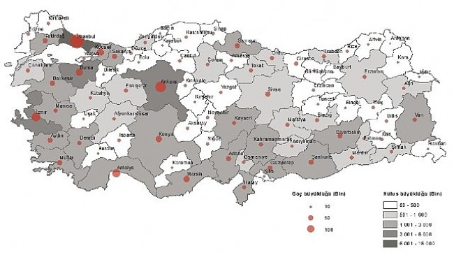 Tüik: Türkiye’de 2023 yılında 3 milyon 450 bin 953 kişi iller arasında göç etti