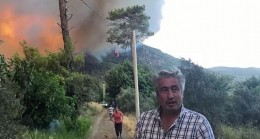 CHP Köyceğiz İlçe Başkanı Hüseyin Erol yangın bölgesinde alevlerin arasında yaptığı açıklamada acil tahliye için araç lazım olduğunu söyledi.