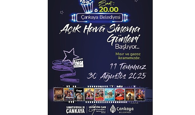 Çankaya Belediyesi Açık Hava Sinema Günleri 11 Temmuz'da Keklikpınarı'nda başlıyor.