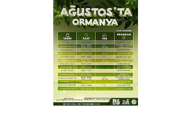 Büyükşehir Belediyesi, Ağustos ayında doğa ile iç içe vakit geçirmek