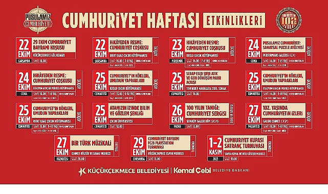 Küçükçekmece Belediyesi, ‘Pusulamız Cumhuriyet’ sloganıyla Cumhuriyetin 102.