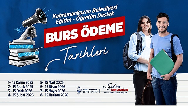 Kahramankazan Belediyesi 2025-2026 eğitim-öğretim yılı burs ödeme tarihleri belli oldu.
