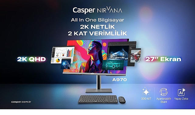 Casper Nirvana 27” AIO A970, şık ve modern tasarımı, ergonomiyi