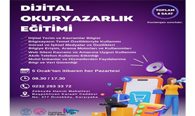 İzmir Büyükşehir Belediyesi, kadınlar için dijital okuryazarlık eğitimi düzenliyor.