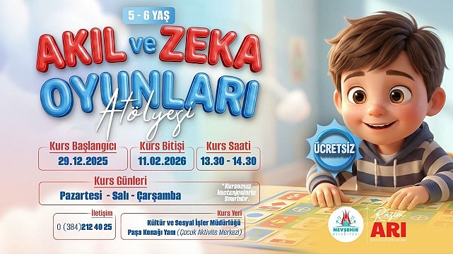 Nevşehir Belediyesi tarafından 05 - 06 yaş çocuklarına yönelik Akıl