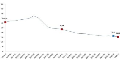      Tüketici fiyat endeksi (TÜFE) yıllık %31,07