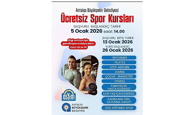      Antalya Büyükşehir Belediyesi'nin ücretsiz spor imkanı