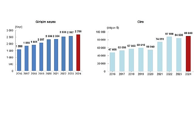 Yurt dışında kontrol edilen girişimlerin elde ettiği ciro 2024 yılında
