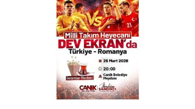 Canik Belediyesi, ilçede gerçekleştireceği etkinlikle Türkiye-Romanya karşılaşmasını dev ekranla vatandaşlarla