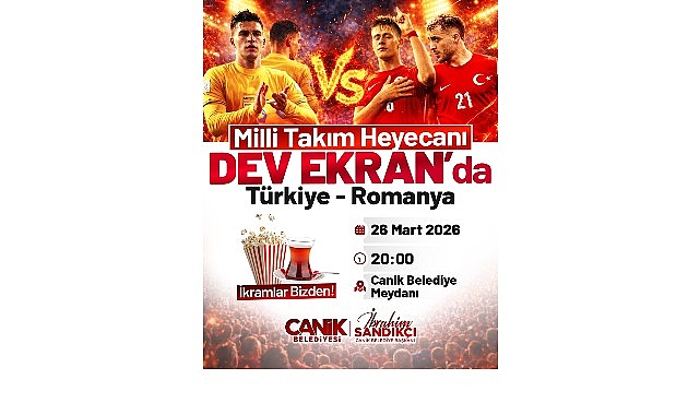 Canik Belediyesi, ilçede gerçekleştireceği etkinlikle Türkiye-Romanya karşılaşmasını dev ekranla vatandaşlarla