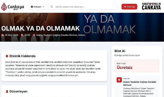 Ankara’da kültür ve sanat etkinliklerine ev sahipliği yapan Çankaya Belediyesi’nin,