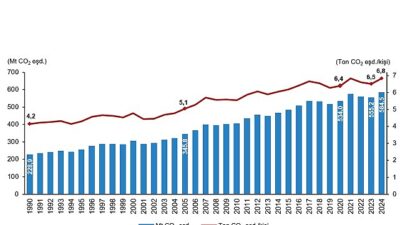 Toplam sera gazı emisyonu 2024 yılında 584,5 Mt CO2 eşdeğeri oldu