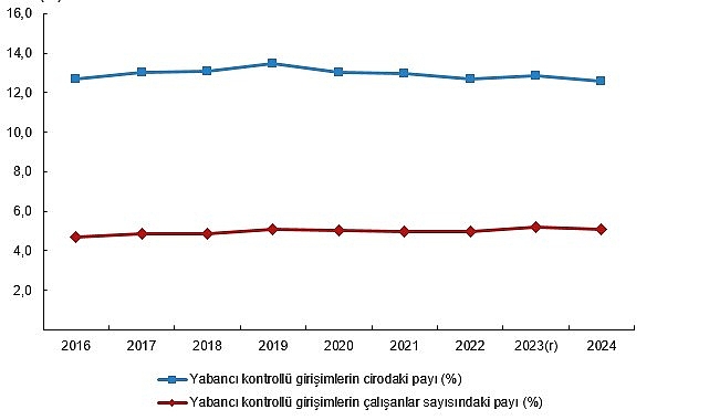      Toplam cironun %12,6'sı yabancı kontrollü girişimler