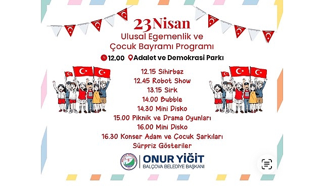 Balçova Belediyesi’nin 23 Nisan Ulusal Egemenlik ve Çocuk Bayramı için