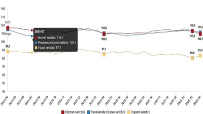 Güven endeksi hizmet sektöründe %3,1 azaldı, perakende ticaret sektöründe %1,8