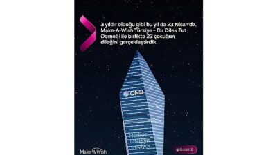 QNB Türkiye, Dünya Dilek Günü’nde Kristal Kule’yi maviye bürüyerek dileklerin