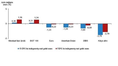 Aylık en yüksek reel getiri mevduat faizi (brüt)’te oldu 