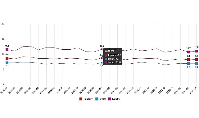     Mevsim etkisinden arındırılmış işsizlik oranı %8,2