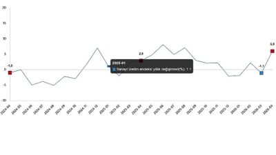 Sanayi üretimi yıllık %6,0 arttı    Sanayinin alt