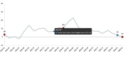      Ticaret satış hacmi yıllık %0,1 arttı,